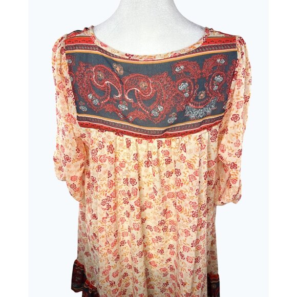 Free People Babydoll Swing Boho Floral Print Tunic Dress Womens Small - Picture 11 of 13